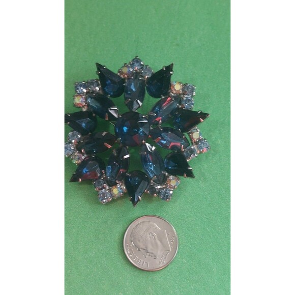 Cute cookie lee blue flowers ab rhinestone necklace+ bonus unsigned brooch - Picture 10 of 11